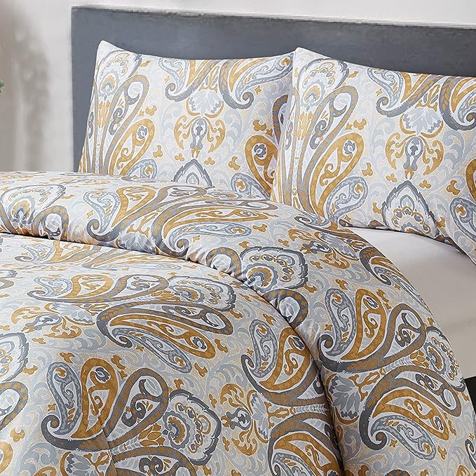 Style Quarters Duvet Cover King-Yellow King Size Duvet Cover Set,3PCS Soft Lightweight Boho Bedding Sets,100% Washed Microfiber Duvet Cover with Zipper Closure and Corner Ties for All Season