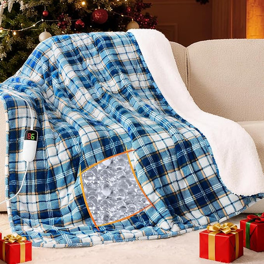 Heated Weighted Blanket for Adults Throw/Twin Size 13Lbs, 50"x60", 2-in-1 Electric Heating Pad Lap Heavy Blanket for 120-140lbs, 10 Heat Level 1-8H Auto-Off, Christmas Birthday Gifts for Women Mom Men