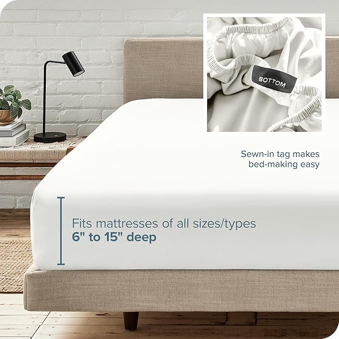 Bare Home Fitted Bottom Sheet California King Size - Premium 1800 Microfiber - Ultra-Soft Hotel Luxury - Deep Pocket - Durable and Long Lasting (Cal King, Cream)