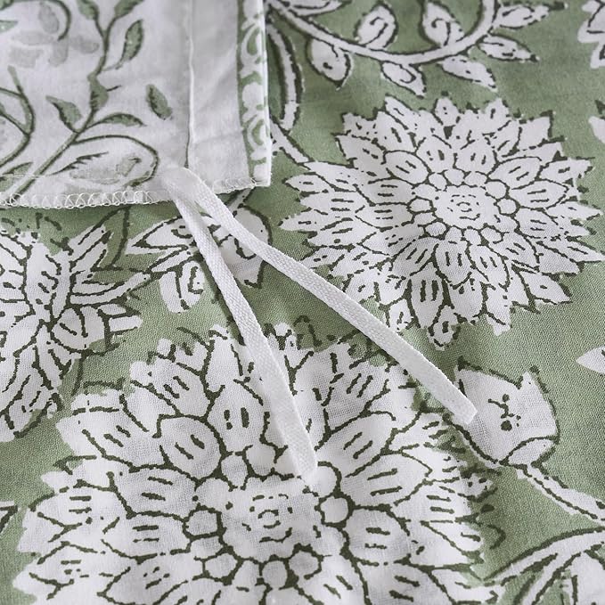 Levtex Home Adare Sage Reversible King Duvet Cover Set (106x94in) with 2 Pillow Shams (36x20in) - Floral Bedding - Sage and White - Cotton King Size Duvet Cover Set - Soft, Pre-Washed