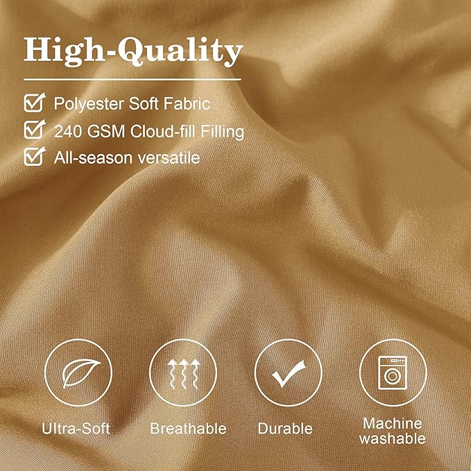 Monbix Queen Comforter Set - 7 Pieces Desert Yellow Bed in a Bag Queen Bedding Sets with Comforters, All Seasons Comforter Bed Set with Sheets, Pillowcases & Shams