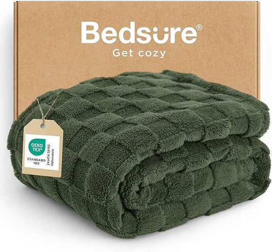 Bedsure GentleSoft Twin Blanket for Bed Bronze Green - Super Soft Cozy Blankets for Women Men Girls, Cute Fuzzy Fleece Throws for Bedroom Couch, 60x80 Inches