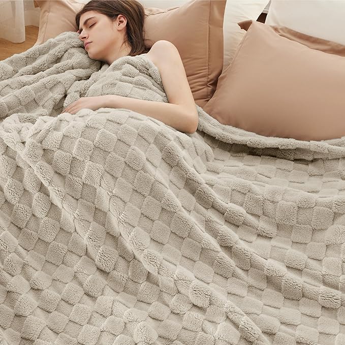 Bedsure GentleSoft California King Blanket for Bed - Super Soft Cozy Blankets for Women Men Girls, Large Fuzzy Fleece Throw for Bedroom Decor, Neutral, 102x96 Inches