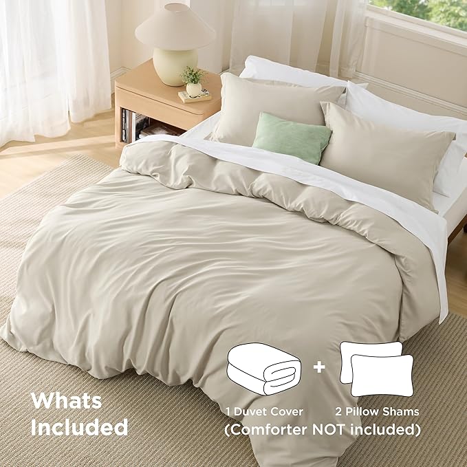 Bedsure Duvet Cover California King Size - Soft Double Brushed Bedding Set for Kids & Adults, Zipper Closure, 3 Pieces, Includes 1 Duvet Cover (104"x98") & 2 Pillow Shams, NO Comforter, Linen