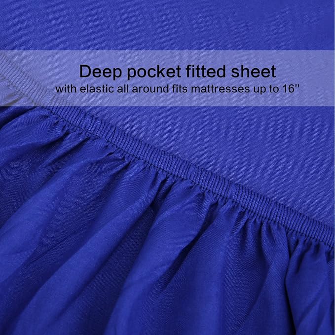 Twin XL Sheets Set 4 Piece - Luxury 1800 Bedding Sheets & Pillowcases - 1 Flat Sheet,1 Fitted Sheet and 2 Pillow Cases - Extra Soft Cooling Bed Sheets - Deep Pocket up to 16" (Twin XL, Royal Blue)