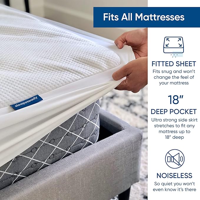 Twin Size Luxury Tencel Mattress Protector, 100% Waterproof, Ultra Soft, Naturally Cooling & Breathable, Deep Pocket Cover Up to 18"