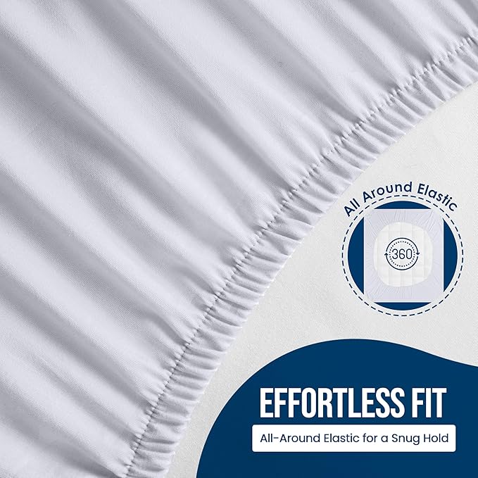 Utopia Bedding Waterproof Mattress Protector Full Size 2 Pack, Premium 200 GSM Terry Mattress Cover, Soft & Breathable Bed Cover, Fitted Sheet Style with Stretchable Deep Pockets 15" (White)