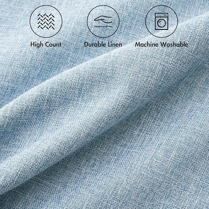 MIULEE Pack of 2 Decorative Linen Burlap Textured Pillow Covers Farmhouse Boho Accent Lumbar Pillowcases Spring Coastal Home Decor for Couch Sofa Bedroom Living Room 12x20 Inch Light Blue