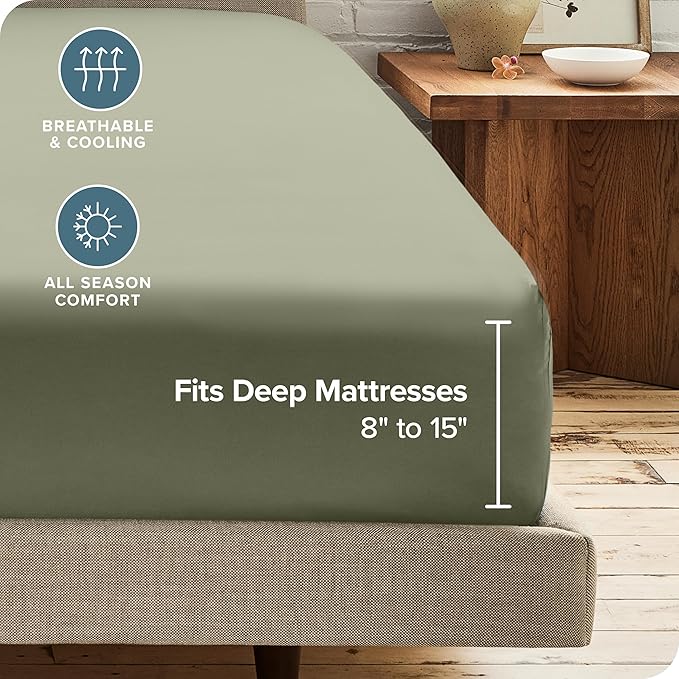 Bare Home 2-Pack Fitted Bottom Sheets Twin XL - Premium 1800 Ultra-Soft Wrinkle Resistant Microfiber - Deep Pocket (Twin XL, Sage)
