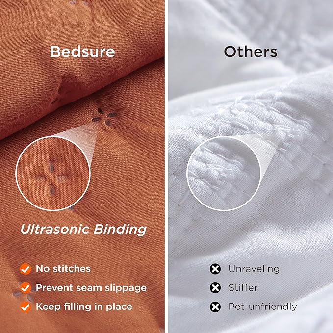Bedsure Quilts Queen Size - Red Orange Bedspread Queen Size & Lightweight Comforter, Boho Coverlet with Clover Pattern, Ultra Soft All-Season Bedding, 90 x 96 Inches