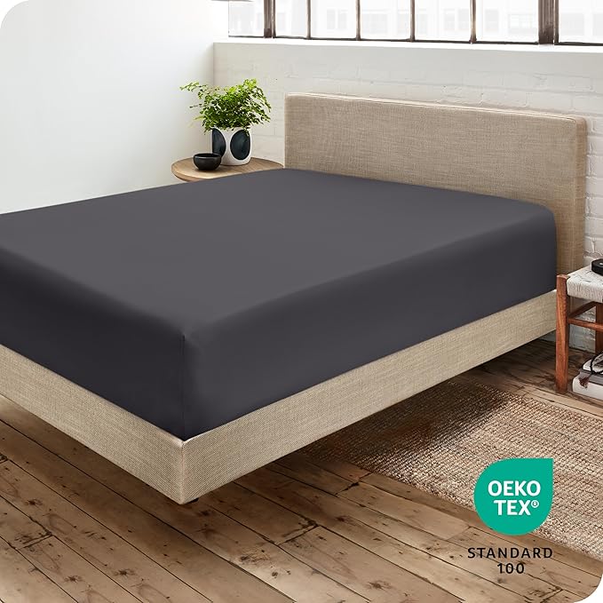 Fitted Bottom Sheet King Size - Premium 1800 Microfiber - Ultra-Soft Hotel Luxury - Deep Pocket - Durable and Long Lasting - Fitted Sheet (King, Forged Iron Grey)