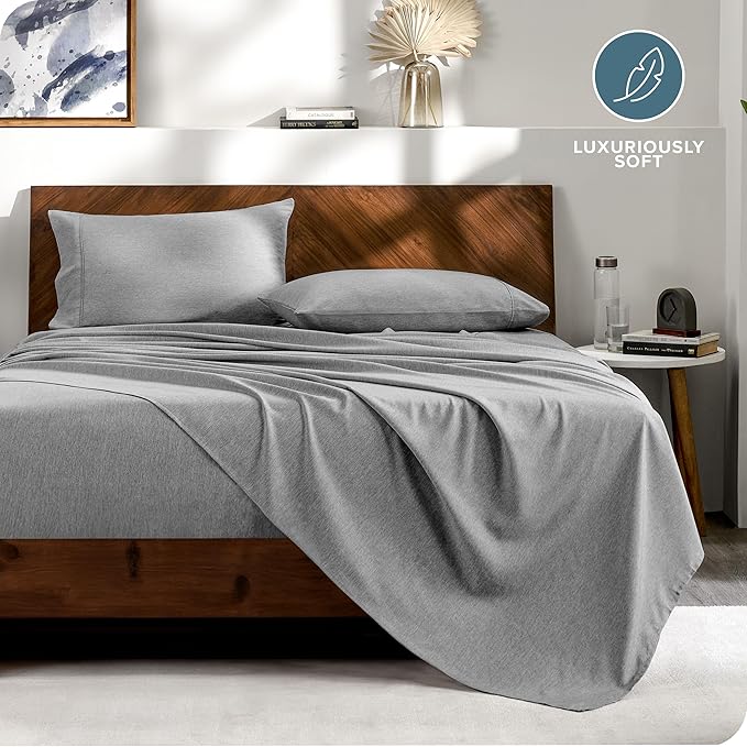 Bare Home Bed-in-A-Bag 5 Piece Comforter & Sheet Set - Twin XL - Goose Down Alternative - Ultra-Soft 1800 Premium Bedding Set - Cationic (Twin XL, Heathered Charcoal)