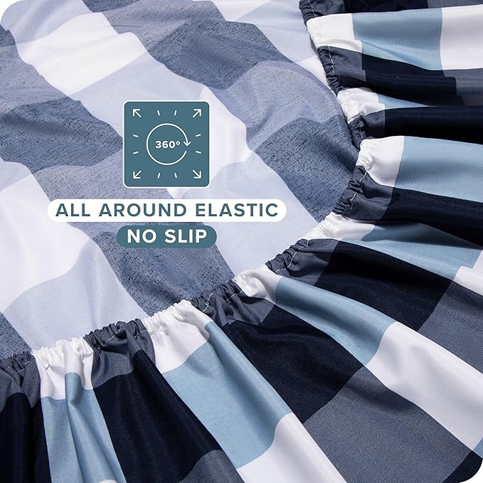 Bare Home Full Sheet Set - Luxury 1800 Ultra-Soft Microfiber Double Brushed - Deep Pockets - Easy Fit - 4 Piece Set - Bedding Sheets & Pillowcases (Full, Gingham Blue)
