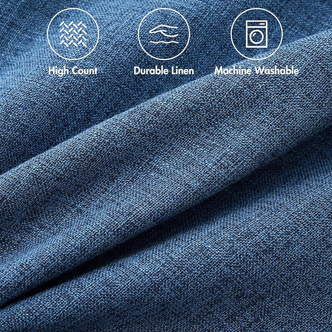 MIULEE Pack of 2 Decorative Linen Burlap Coastal Pillow Covers Farmhouse Boho Accent Pillowcases for Sofa Car Couch Bedroom Living Room Decor 22x22 Inch Blue