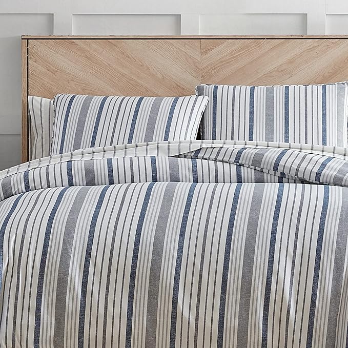 Stone Cottage - Queen Duvet Cover Set, Cotton Sateen Bedding with Matching Shams, Elegant Bedding Set (Conrad Grey, Queen)