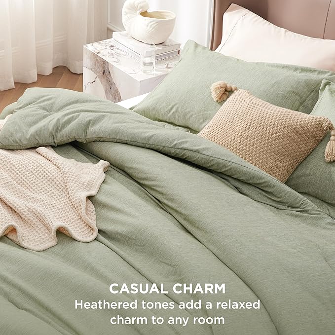 Bedsure Full Comforter Set - Olive Green Soft Bedding for All Seasons, Cationic Dyed Bed Set, 3 Pieces, 1 Full Size Comforter (82"x86") and 2 Pillow Shams (20"x26"+2")
