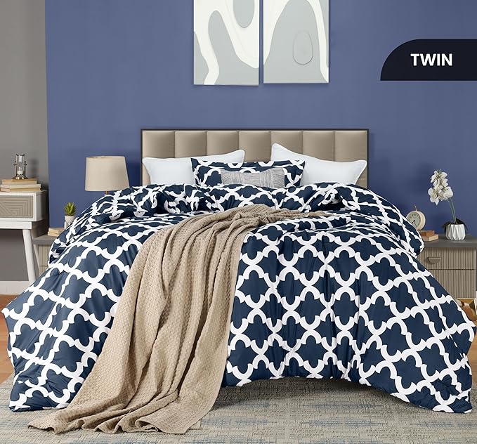 Utopia Bedding Twin Comforter Set Kids (Navy) with 1 Pillow Sham - Bedding Comforter Sets - Down Alternative Comforter - Soft and Comfortable - Machine Washable