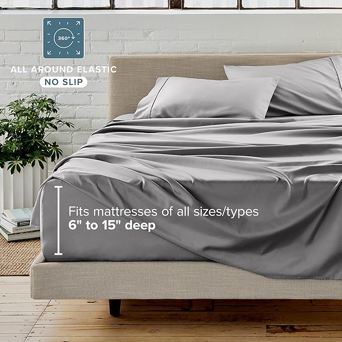 Bare Home Reversible Bed-in-A-Bag Comforter & Sheet Set - California King - Down Alternative - Soft - Bedding Set (Light Grey/Grey, Light)