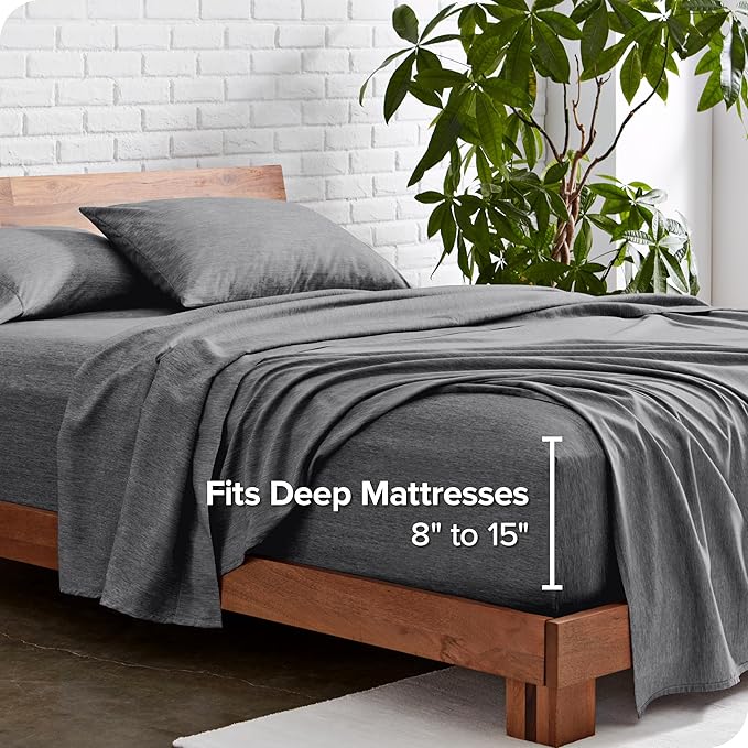 Bare Home Queen Sheet Set - Luxury 1800 Ultra-Soft Microfiber Double Brushed - Deep Pockets - Easy Fit - 4 Piece Set - Bedding Sheets & Pillowcases (Queen, Heathered Grey)