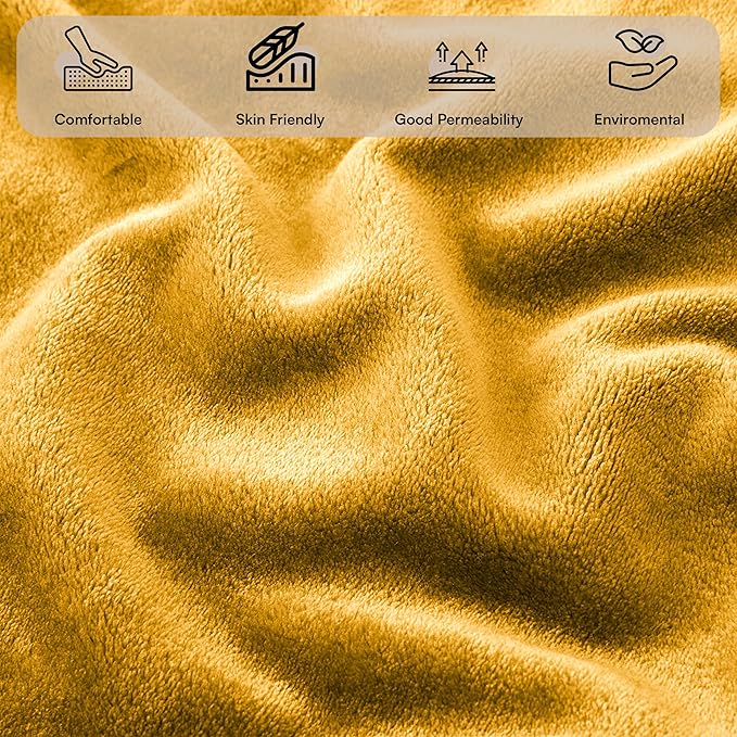 MOONLIGHT20015 Fleece Throw Blanket Super Soft Cozy for Couch, Sofa and Camping Lightweight 400 GSM Luxury Fluffy Microfiber Bed Blankets 50 x 60 Inches (Throw/Travel, Ochre)