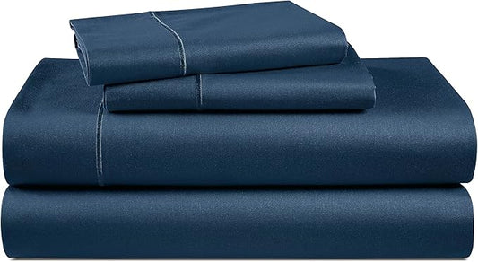 Lane Linen 100% Egyptian Cotton Sheets King Size - Naturally Breathable & Durable Winter Comfort King Bed Sheets, Ultra-Soft Hotel Luxury Comfort with 15" Deep Pocket, Silky Sateen Weave - Estate Blue