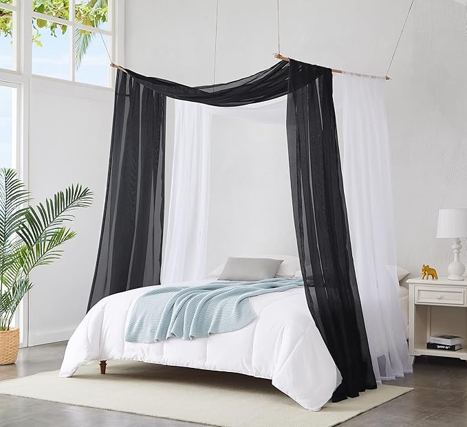 Warm Home Designs Black Bed Canopy Curtains in 55 x 360 Inch Size. Our King Canopy Bed Curtains Work Great as Kids Canopy, Bed Scarf, Bed Curtain or to Enhance Bed Decor. BC Black 360"