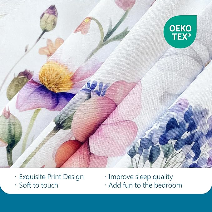 Style Quarters Duvet Cover Queen-100% Washed Microfiber Duvet Cover Set with Zipper Corner Ties 3PCS Meadow-Floral Bedding Set Includes 1 Duvet Cover and 2 Pillowcases Soft Queen Comforter Cover