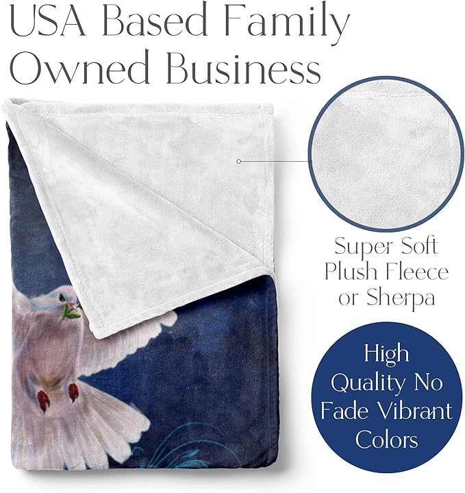 White Dove Blanket for Remembrance, Thoughtful Memorial Keepsake for Lost Loved Ones, Custom Throw for Men and Women, Decorative Home and Bedroom Decor, Soft Plush (Sherpa 60x80)