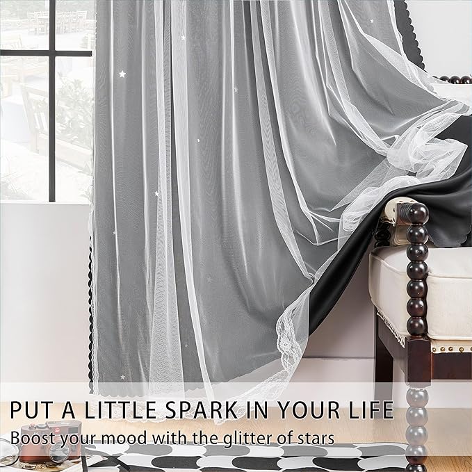 XiDi Black Out Curtains for Bedroom, Girls Room Decor, Unicorn Theme for Kids, Living Room - 63 Inches Long 52 Inches Wide 2 Panel Black