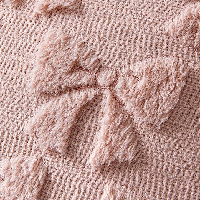 MIULEE Blush Pink Bow Pillow Covers Coquette Room Decor Aesthetic Set of 2 Decorative Cute Girl Vlentine Pillow Covers Spring Soft Plush Faux Pillowcase for Preppy Room Decor Bedroom Couch,20x20 Inch