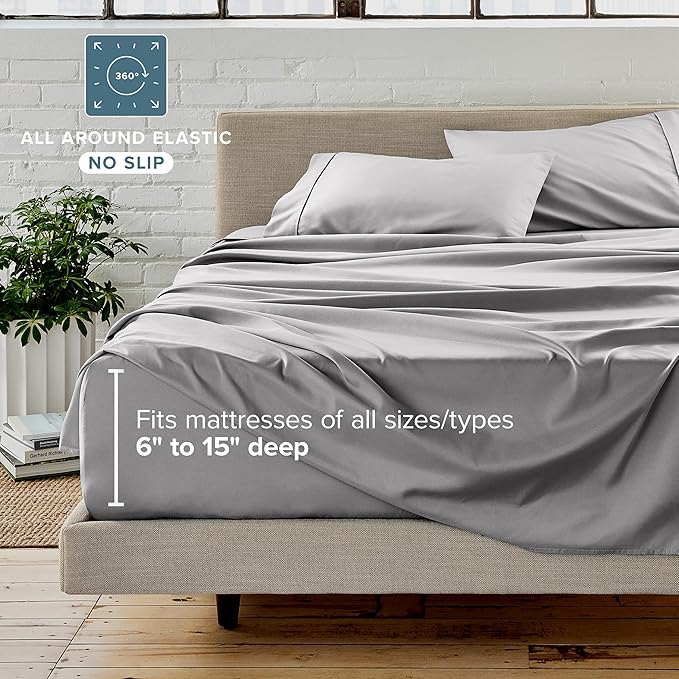Bare Home Reversible Bed-in-A-Bag Comforter & Sheet Set - Twin Extra Long - Down Alternative - Soft - Bedding Set (Twin XL, Light Grey/Grey, Light Grey)
