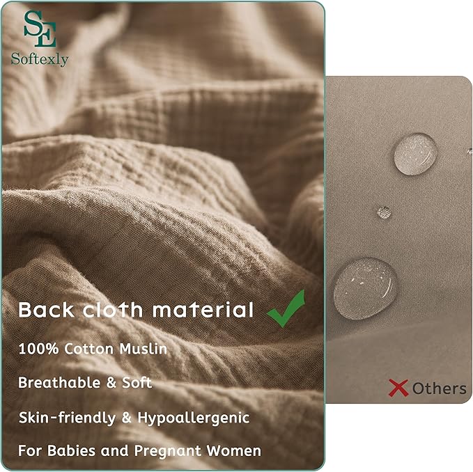 SE SOFTEXLY Muslin Duvet Cover Queen Size, 100% Washed Cotton Duvet Cover Set, Ultra Soft Comforter Cover Linen Like, 3 Pieces Minimalist Gauze Duvet Cover with 2 Pillowcases, 90"x90", Light Brown