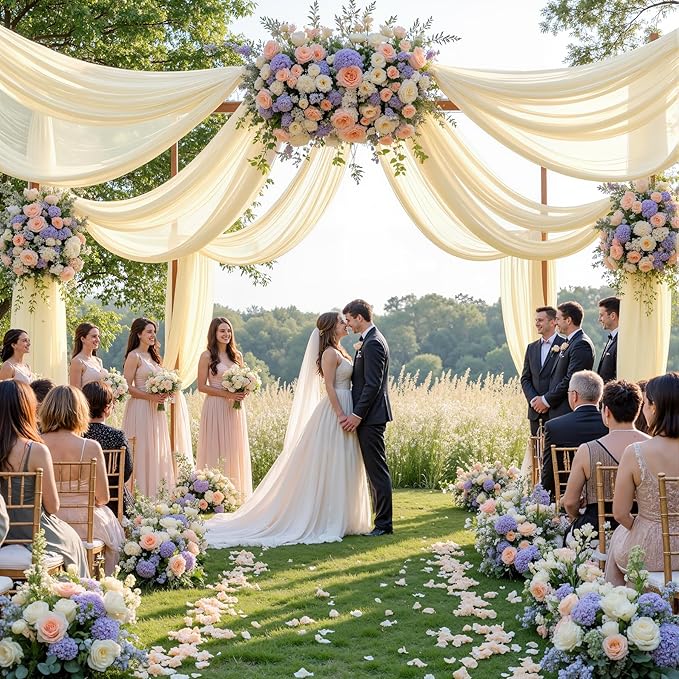 40ft×10ft Champagne Ceiling Drapes for Weddings Events Wrinkle-Free Polyester Ceiling Backdrop for Ten Canopy Church Stage Bedroom Decor 8 Panels 5×10ft
