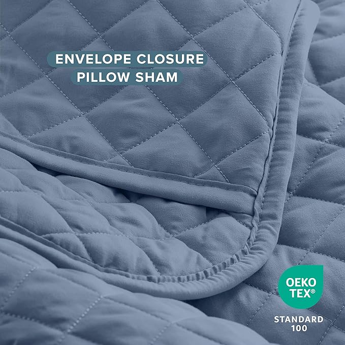 Bare Home Coverlet Set - Twin/Twin Extra Long - Lightweight Bed Decor - Comforter Alternative - All-Season Quilted Bedspread (Twin/Twin XL, Coronet Blue)