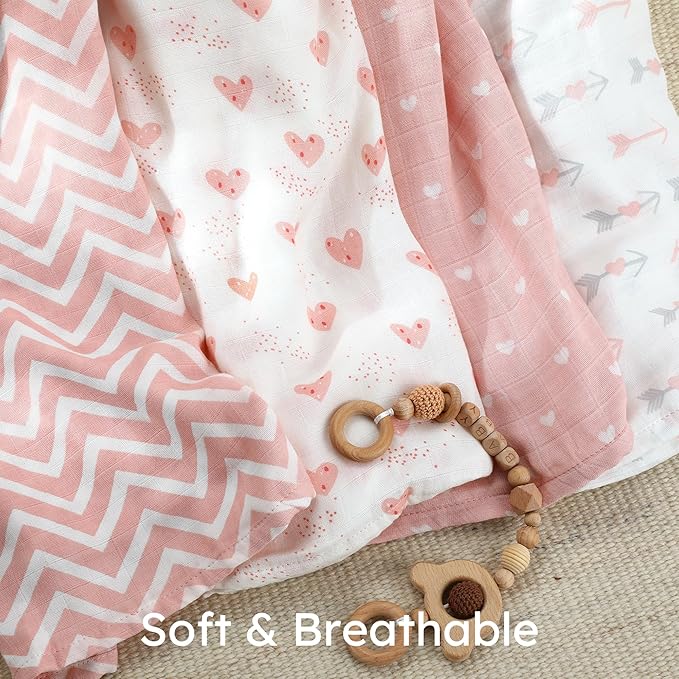 Yoofoss Muslin Swaddle Blankets, Organic Baby Blankets, 47 x 47 Inches Receiving Blanket for Baby Boys and Girls, Baby Essentials for Newborns Soft Breathable