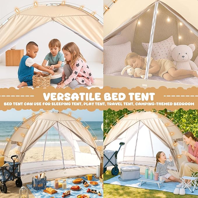 LEEDOR® Bed Tent Dream Tents Bed Canopy Shelter Cabin Indoor Privacy Warm Breathable Pop Up Twin/Full/Queen for Kids and Adult Patent Pending(Mattress Not Included)