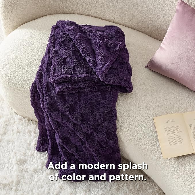 Bedsure GentleSoft Twin Blanket for Bed - Super Soft Cozy Blankets for Women Men Girls, Cute Fuzzy Fleece Throws for Bedroom Couch, Purple, 60x80 Inches