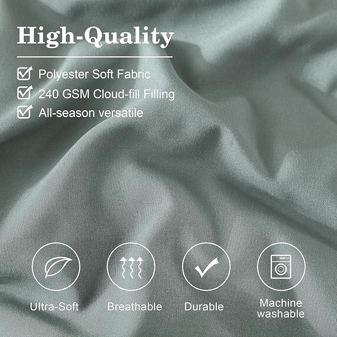 Monbix Twin XL Size Comforter Set - Extra Long 5 Pieces Dorm Bedding Sets, Quilting Design Fluffy Bed in a Bag Twin XL with Sheets, Pillowcase & Sham (Sage Green)