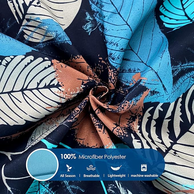 Style Quarters Queen Size Duvet Cover-Leaves Pattern Queen Duvet Cover Set 3PCS Soft Bedding Set Includes 1 Duvet Cover and 2 Pillow Shams 100% Washed Microfiber Duvet Cover with Zipper & Ties