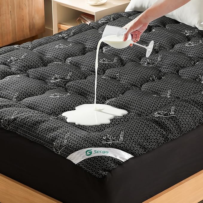 Premium 100% Waterproof Twin XL Mattress Topper, Breathable Mattress Pad, Rayon from Bambo Bed Protector, Deep Pocket Sheet Cover 8"-21"