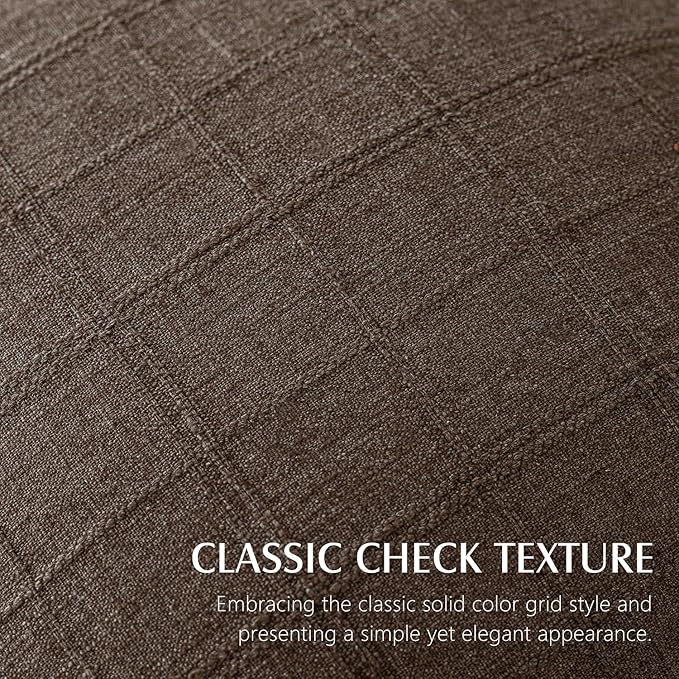 Foindtower Set of 2 Decorative Linen Check Throw Pillow Covers Neutral Farmhouse Vintage Cushion Covers Cozy Modern Boho Home Decor for Sofa Chair Couch Bedroom Living Room,14×36 Inch,Dark Brown