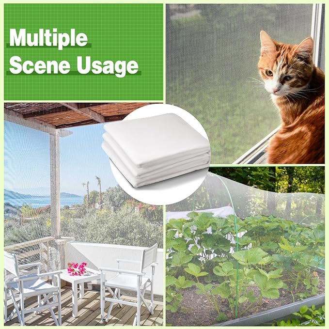 Stronger Garden Mesh Netting - 10 x 33 ft PP Nanocomposite Bird Net Barrier, Mosquito Netting Screen for Outdoor Plants Vegetables Patios Balconies Terraces, Shading Rate 20% (White)