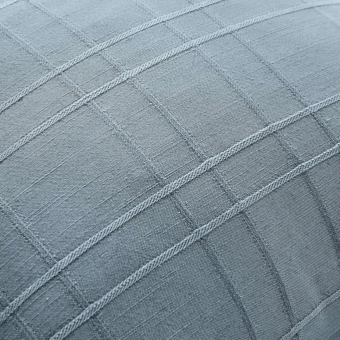 MIULEE Decorative Linen Check Throw Pillow Covers Neutral Farmhouse Vintage Pillow Covers 20x20 Set of 2 Boho Modern Home Decor for Sofa Couch Bedroom Cushion Blue Grey