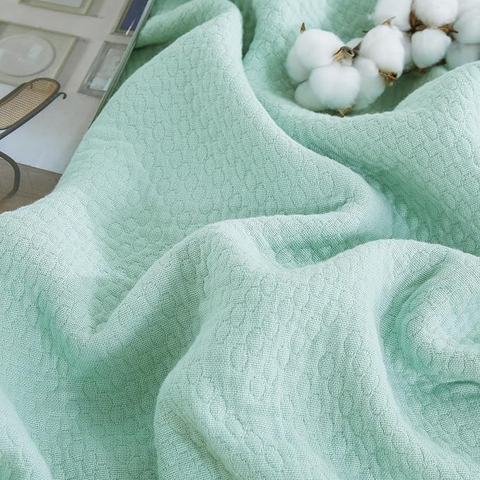 Premium 100% Cotton Blanket – All-Season Soft Breathable Bed Blanket for Twin Size – Lightweight Stylish Textured Throw for Bed– Giftable Cozy Bedding