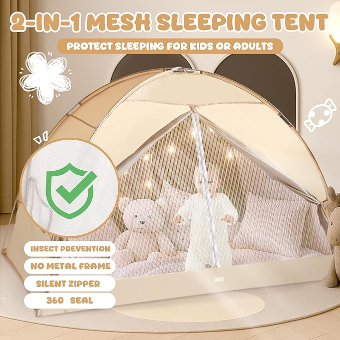 LEEDOR® Bed Tent Dream Tents Bed Canopy Shelter Cabin Indoor Privacy Warm Breathable Pop Up Twin/Full/Queen for Kids and Adult Patent Pending(Mattress Not Included)