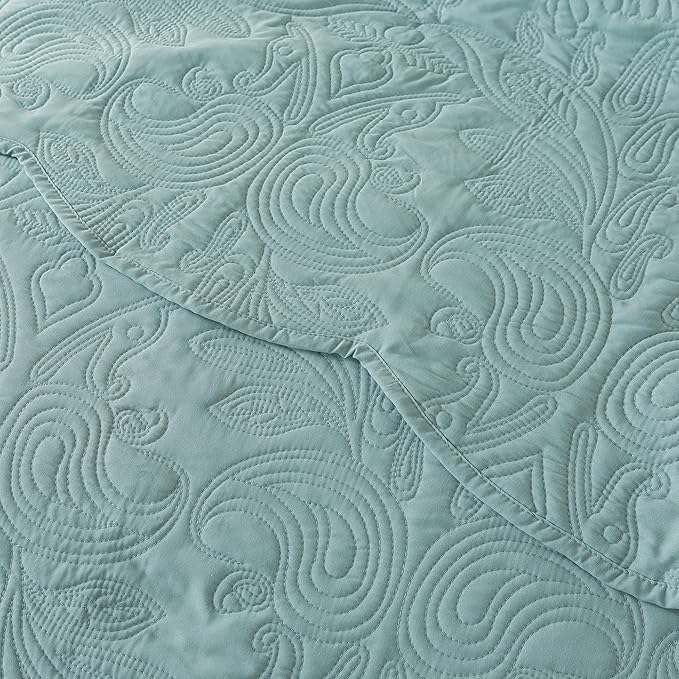 HoneiLife King Quilt Bedding Set - 3 Piece Microfiber Quilt Sets Lightweight Bedspreads Reversible Coverlets Retro Bed Cover Quilt King Size All Season Quilts-Sage Green