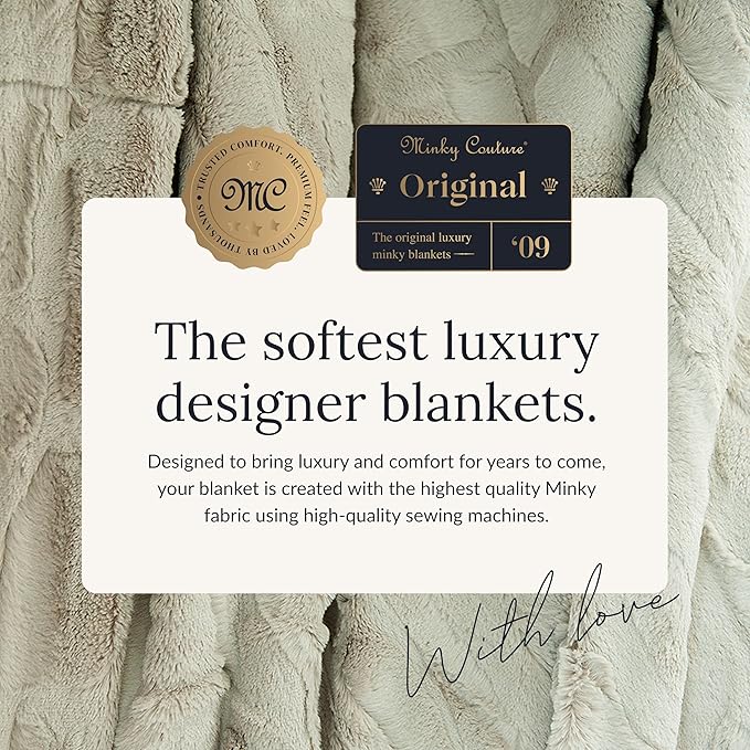 Minky Couture Sorbet Blanket - Ultra-Soft Throw for Silky Smooth Comfort - Premium Decorative Throw Blanket - Midweight, Breathable Fabric - Machine Washable Adult, Tranquil Dove