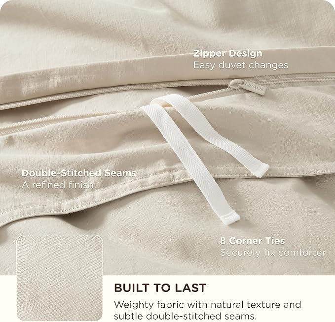 Bedsure Cotton Duvet Cover Oversized King - Luxury Slub Weave 100% Cotton Duvet Cover with a Linen Like Textured, Easy Change Durable Bedding, Ivory, 120" x 98"