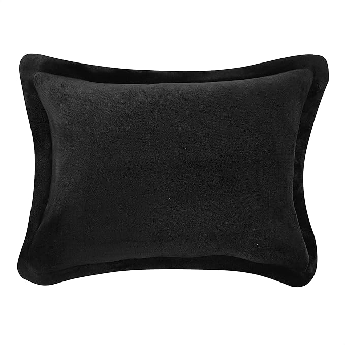Amazon Basics 3 Piece Bedding Set, Micromink Sherpa, Ultra-Soft, Warm All Season Comforter, King, Black, Solid