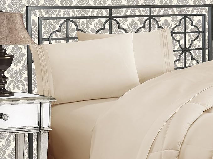 Elegant Comfort 1500 Thread Count Wrinkle & Fade Resistant Egyptian Quality Ultra Soft Luxurious 2-Piece Pillowcases, King Size, Beige